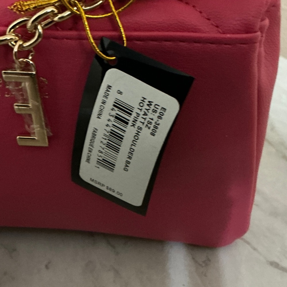 Bebe Hot Pink Quilted Mini Bag & Bebe Bag Chain. - Picture 5 of 5